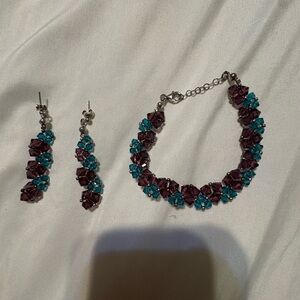 Herkules Jubiler Blue & Purple Earring and Bracelet Set